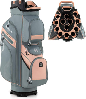 Golf Cart Bag, Molded Lock Top Golf Bag w/14-Way Full Length Dividers