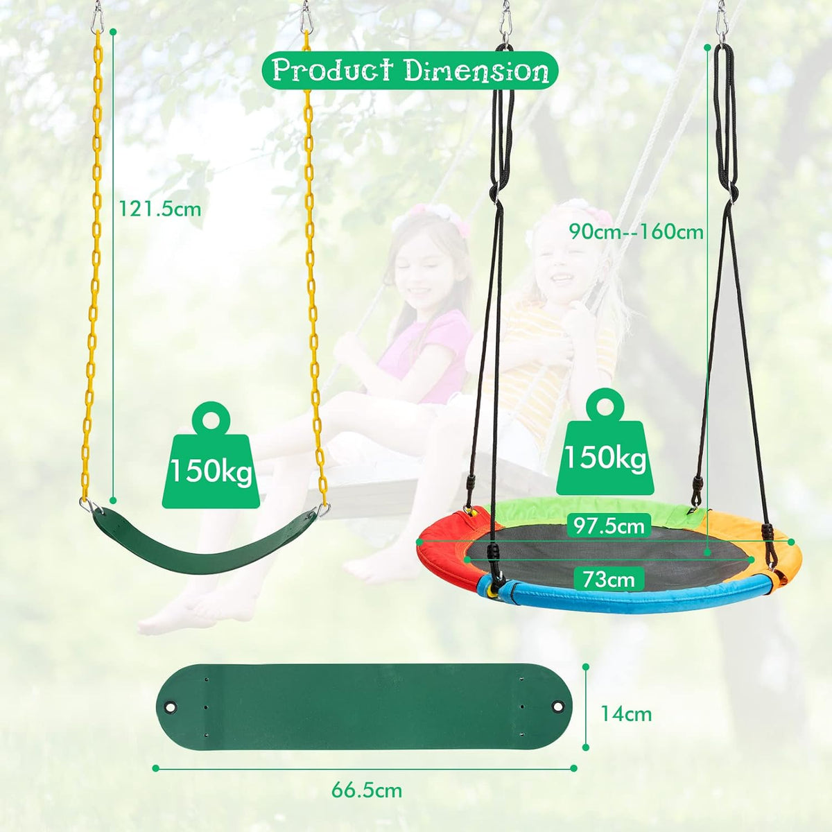 Kids Swing Set, A-Frame Swing Stand with 2-Pack Swing Sets