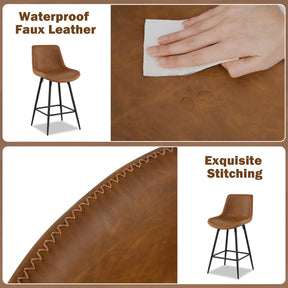 Counter Height Bar Stools Set of 2, 61 CM Bar Chairs with Backs and Footrests