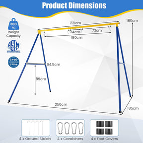 Kids Swing Set, A-Frame Swing Stand with 2-Pack Swing Sets