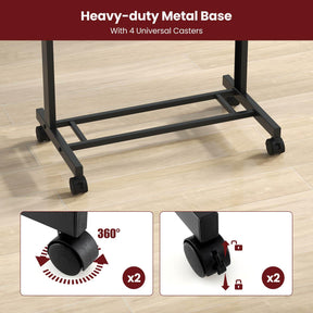 Rolling Podium Stand, 3-Position Height Adjustable Lectern Table with Tilted Tabletop
