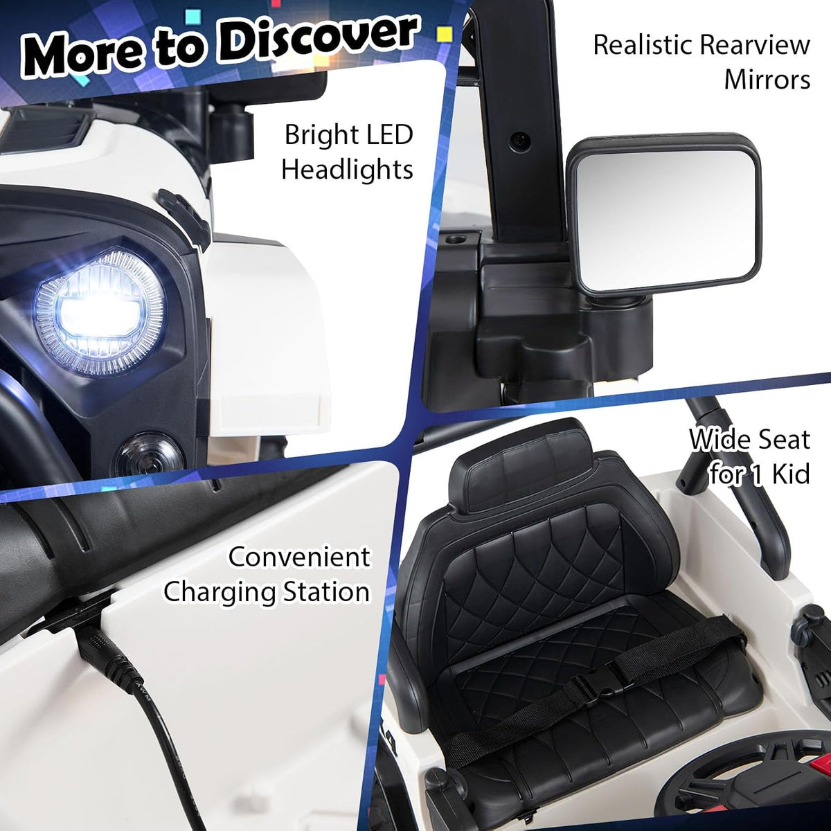 Kids Ride on Truck, 12V Electric Toy Vehicle w/ Remote Control, 3 Speeds, LED Lights