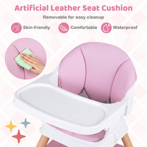 9-in-1 Convertible High Chair, Kids Table and Chair Set w/Solid Wood Legs, Removable Dishwasher-Safe Tray