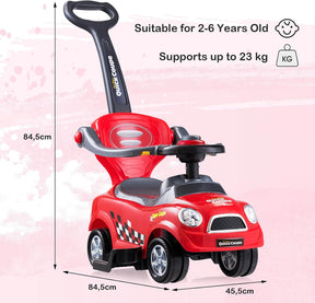 3-in-1 Ride On Push Car, Foot-to-Floor Toddler Walking Car w/Detachable Guardrails & Handle, Interesting Horn, Hidden Storage Space & Anti-Back-Tipping Design, Sliding Car for 2-6 Years