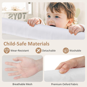 Foldable Bed Rail for Toddlers, Baby Bed Rail Guard w/ Detachable Oxford Fabric Cover & Additional Y-shaped Strap