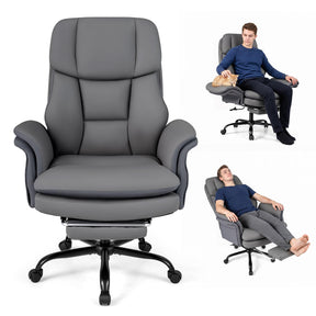 Ergonomic Cross Legged Office Chair, Big & Tall Executive Chair w/Retractable Footrest & 5-Level Adjustable Armrests