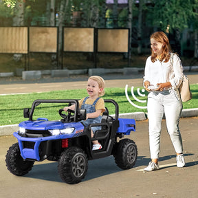 2-Seater Kids Ride On Dump Truck, Electric Toy Tractor w/Dump Bed, Shovel, 2.4G Remote Control, Wireless Connection