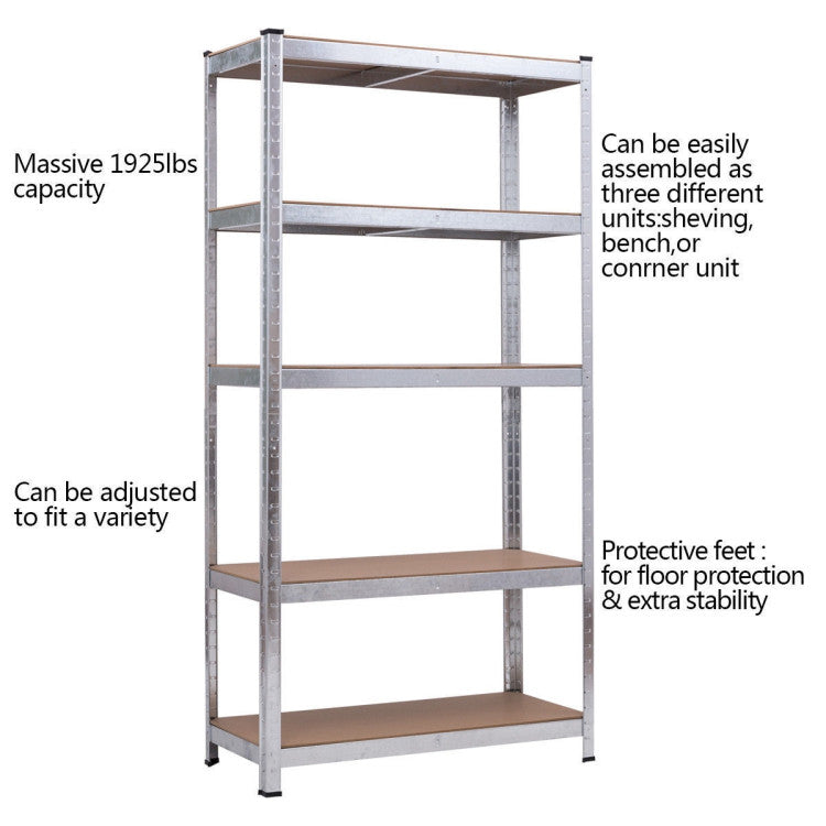 72 Inch Garage Storage Rack with 5 Adjustable Shelves for Books and Kitchenware