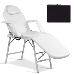 73 Inch Portable Tattoo Salon Facial Bed Massage Table with Adjustable Footrest and Back