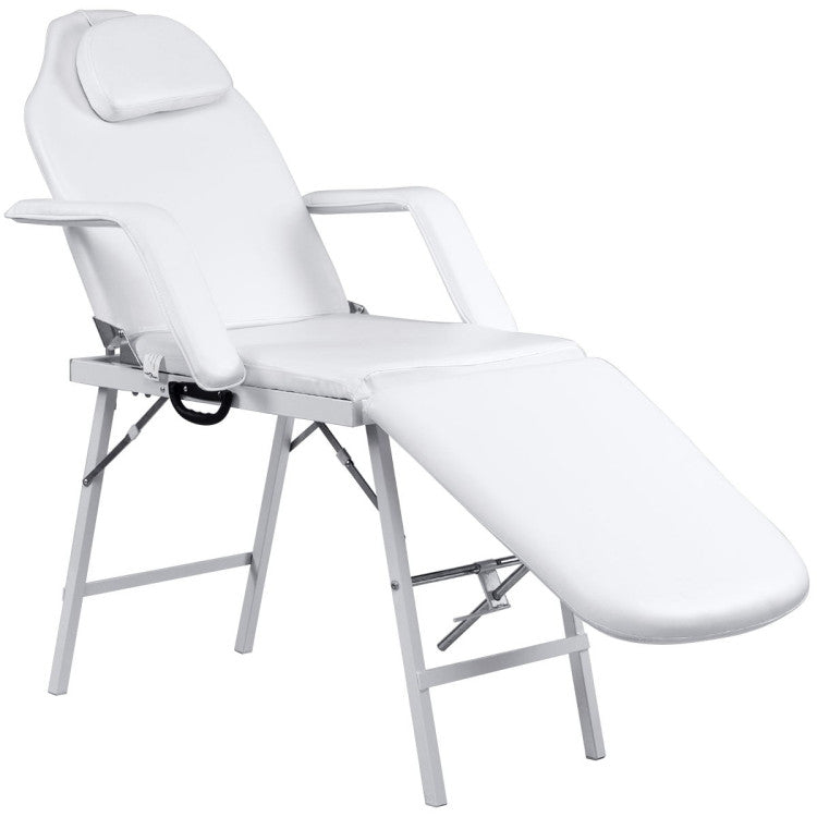 73 Inch Portable Tattoo Salon Facial Bed Massage Table with Adjustable Footrest and Back
