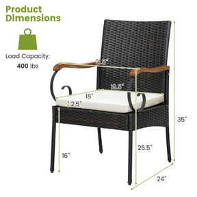 7 Pieces Outdoor Dining Table Set All-Weather Patio Bar Furniture Set with Umbrella Hole and Cushion