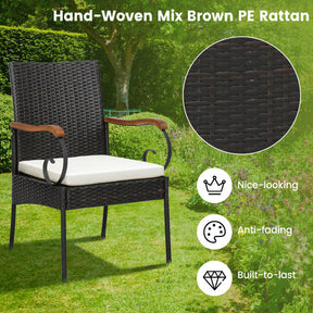 7 Pieces Outdoor Dining Table Set All-Weather Patio Bar Furniture Set with Umbrella Hole and Cushion