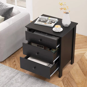 Giantex 3-Drawer Nightstand Wooden Bedside Table Modern Side End Table Chest of Drawers