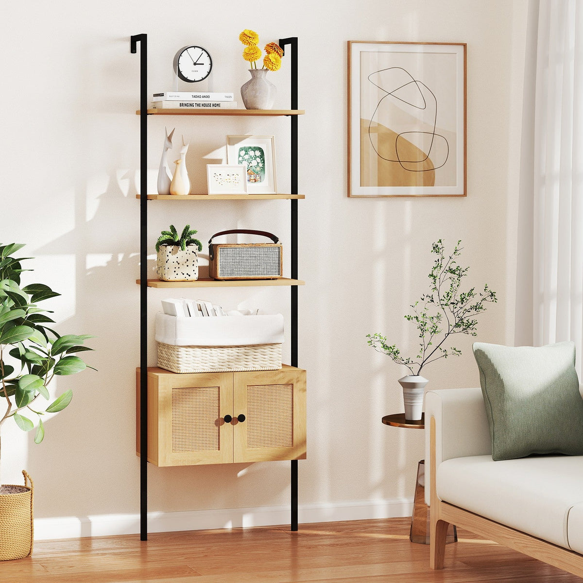 184cm Tall Wall-Mounted Bookshelf