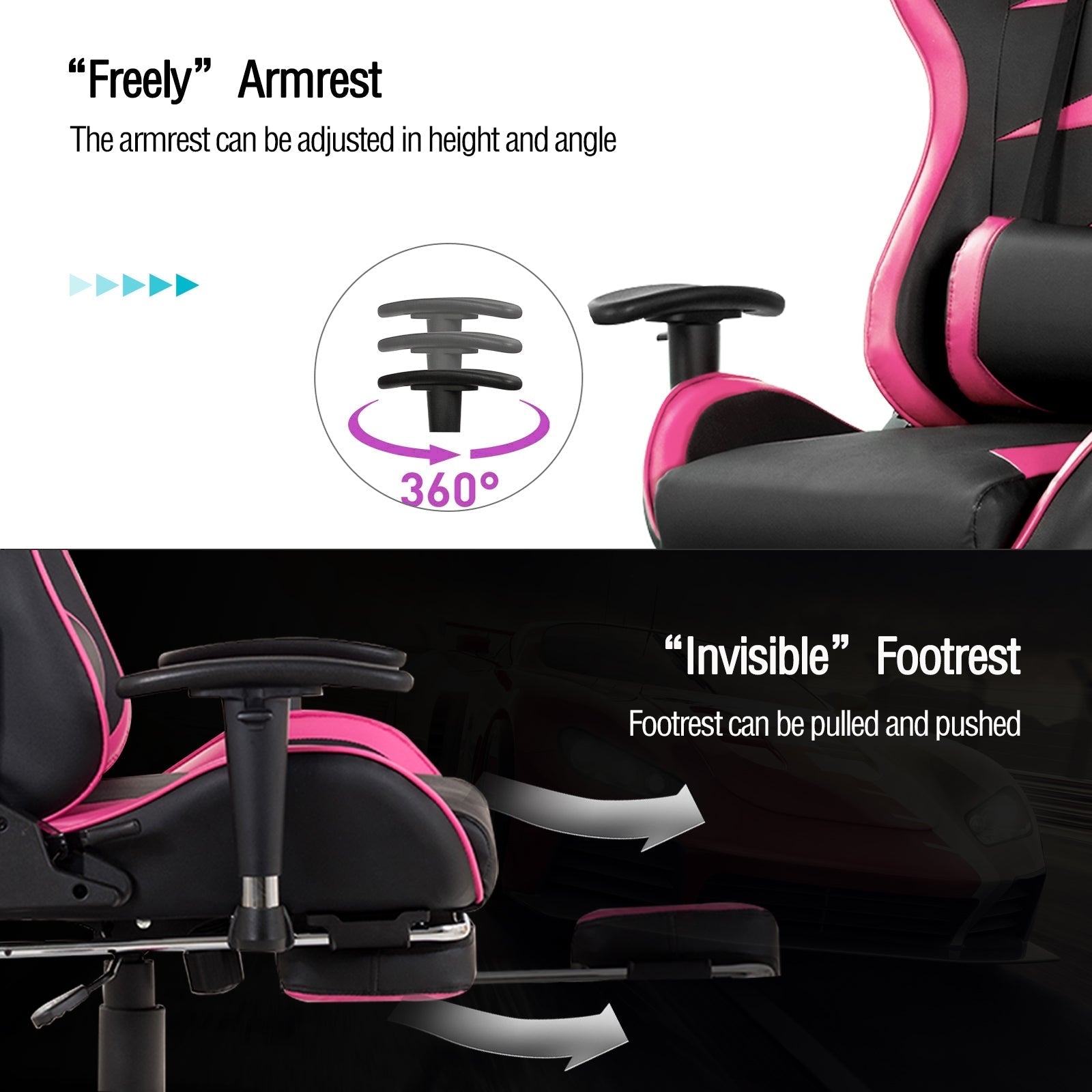 Massage Gaming Chair with Footrest