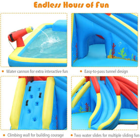 Inflatable Water Slide Bounce House with Water Cannon and Air Blower