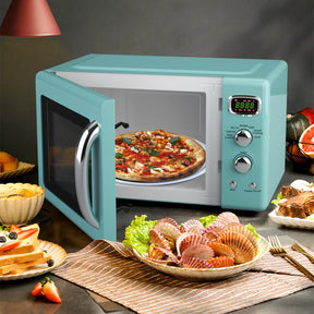 0.9 Cu.ft Retro Countertop Compact Microwave Oven with Automatic Reminders