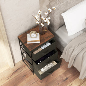 3-Tier Fabric Dresser Fabric Nightstand w/ 3 Drawers Storage Dresser for Bedroom