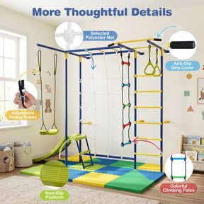 8-in-1 Wall Mount Indoor Jungle Gym for Kids Ages 3+