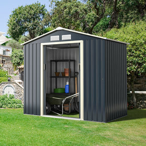 7 x 4 Feet Metal Storage Shed with Sliding Double Lockable Doors for Storage Tools