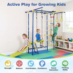 8-in-1 Wall Mount Indoor Jungle Gym for Kids Ages 3+
