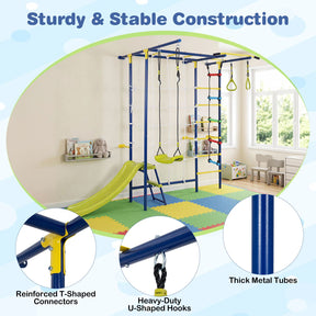 8-in-1 Wall Mount Indoor Jungle Gym for Kids Ages 3+