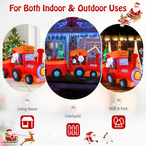 8.6 Feet Lighted Christmas Inflatable Train with Santa Claus Deer and LED Lights