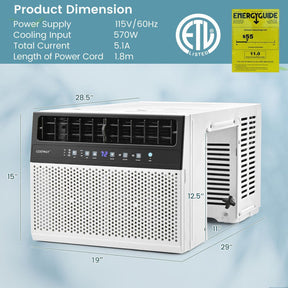 10000/12000 BTU(Ashrae) U Shaped Window Air Conditioner Dual Control Window Ac Unit Dehumidifier with 6 Modes and 3 Wind Speed