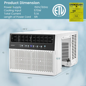 10000/12000 BTU(Ashrae) U Shaped Window Air Conditioner Dual Control Window Ac Unit Dehumidifier with 6 Modes and 3 Wind Speed