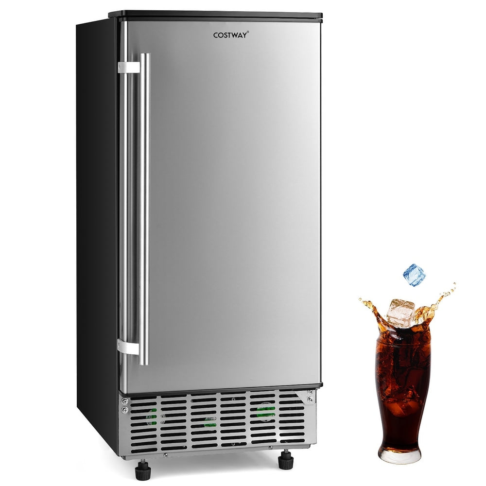 80Lbs/24H Commercial Built-in Lab Ice Maker Free-Standing Under Counter Ice Machine with LED Light and 24H Timer