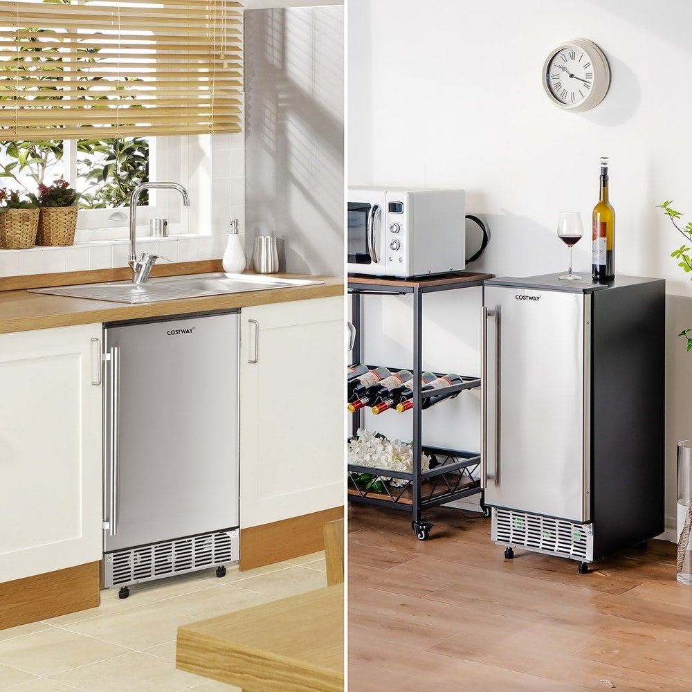80Lbs/24H Commercial Built-in Lab Ice Maker Free-Standing Under Counter Ice Machine with LED Light and 24H Timer