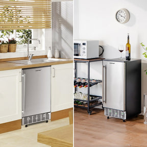 80Lbs/24H Commercial Built-in Lab Ice Maker Free-Standing Under Counter Ice Machine with LED Light and 24H Timer