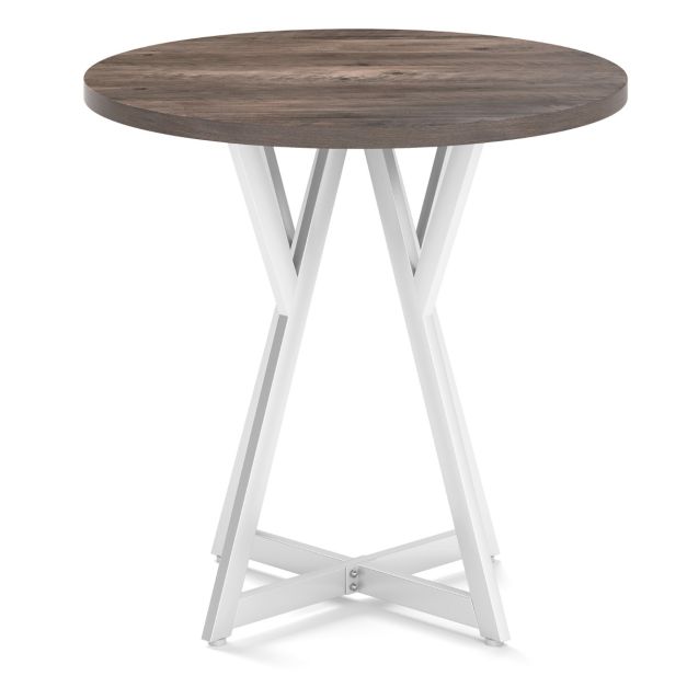 80cm Round Dining Table Wooden Kitchen Table with Metal Pedestal Base