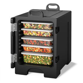 81 Quart Insulated Food Pan Carrier Stainless Steel Front Loading Food Warmer with Handles and Double Buckles for Restaurant Canteen