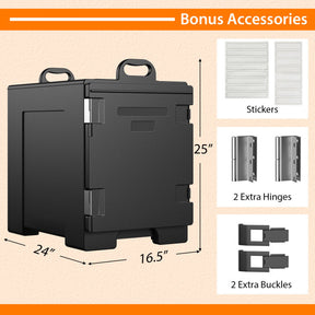 81 Quart Insulated Food Pan Carrier Stainless Steel Front Loading Food Warmer with Handles and Double Buckles for Restaurant Canteen