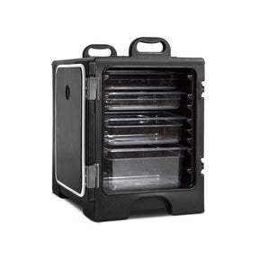 81 Quart Insulated Food Pan Carrier Stainless Steel Front Loading Food Warmer with Handles and Double Buckles for Restaurant Canteen