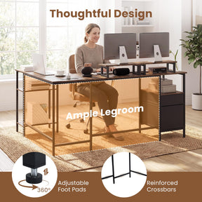 L-shaped Desk with Power Outlets, Reversible Corner Desk with Monitor Stand