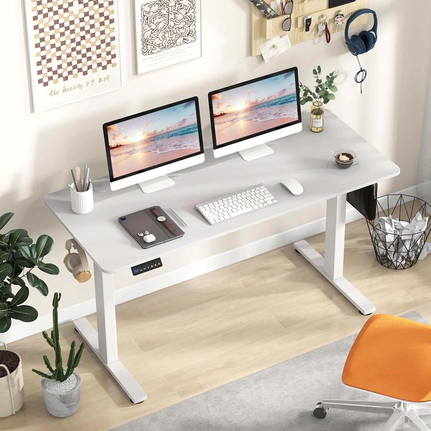 Giantex Electric Standing Desk, 140 x 60 cm Sit Stand Home Office Desk with 3 Memory Height Settings