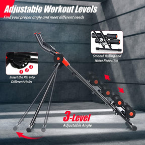 Abdominal Cruncher Machine Foldable Core Abdominal Trainer, AB Workout Machine with 3 Adjustable Levels