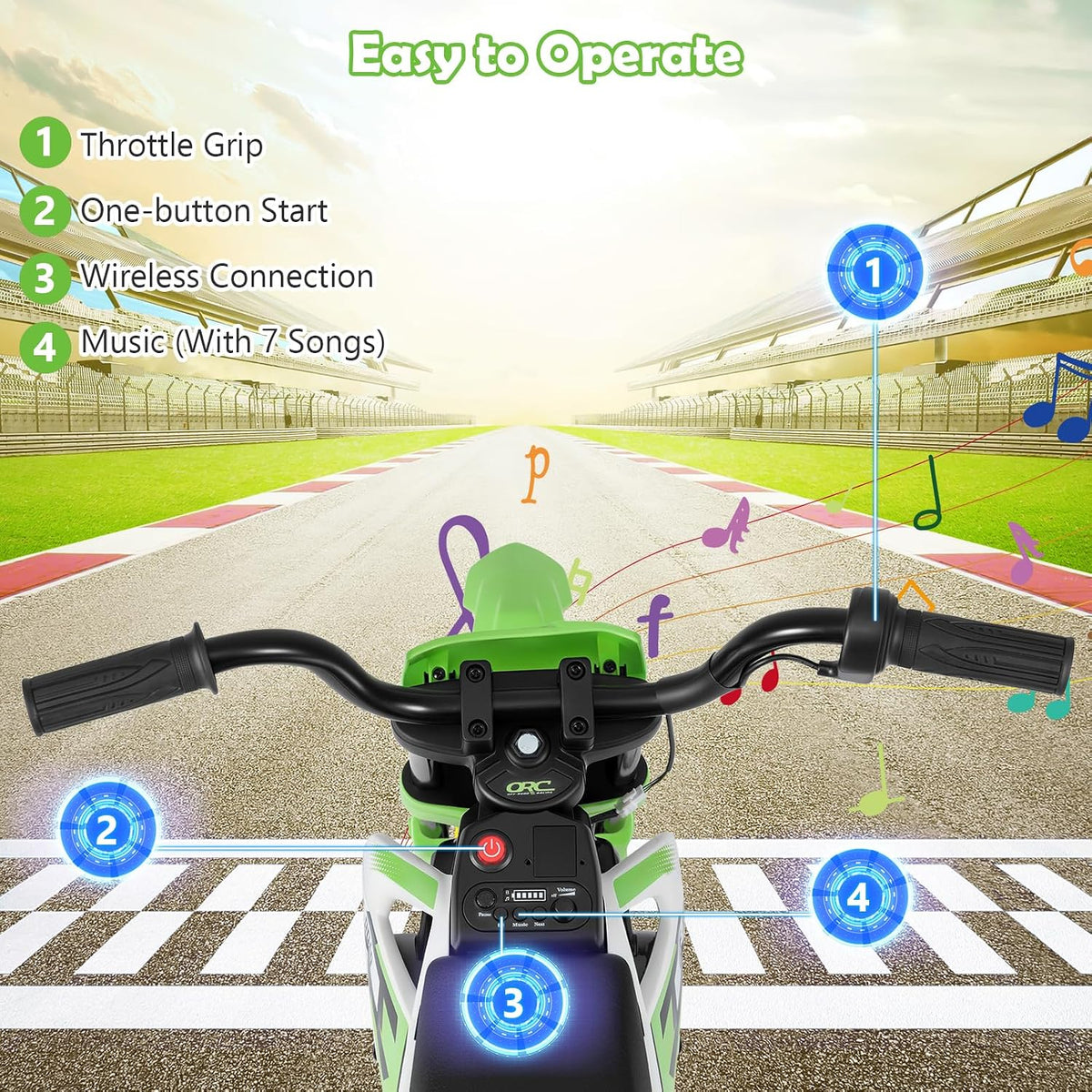 12V Kids Motorcycle, Electric Toddler Ride On Motorcycle with Detachable Training Wheels & Spring Suspension
