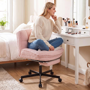 Teddy Plush Office Chair with Footrest & Adjustable Height
