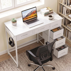 Computer Desk with Reversible Drawers, Home Office Desk