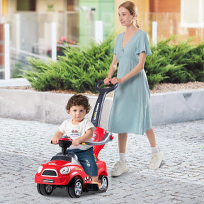 3-in-1 Ride On Push Car, Foot-to-Floor Toddler Walking Car w/Detachable Guardrails & Handle, Interesting Horn, Hidden Storage Space & Anti-Back-Tipping Design, Sliding Car for 2-6 Years