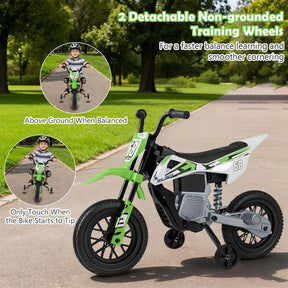 12V Kids Motorcycle, Electric Toddler Ride On Motorcycle with Detachable Training Wheels & Spring Suspension