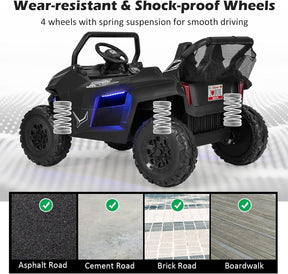 2-Seater Ride on Car, 12V Electric UTV w/Remote Control, Spring Suspension, High/Low Speed