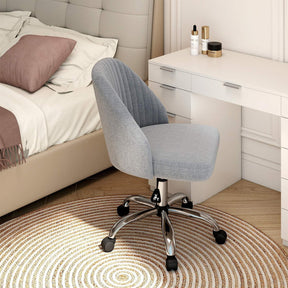 Office Chair, Modern Armless Desk Chair with Curved Backrest & Upholstered Seat