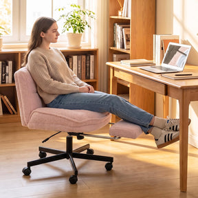 Teddy Plush Office Chair with Footrest & Adjustable Height