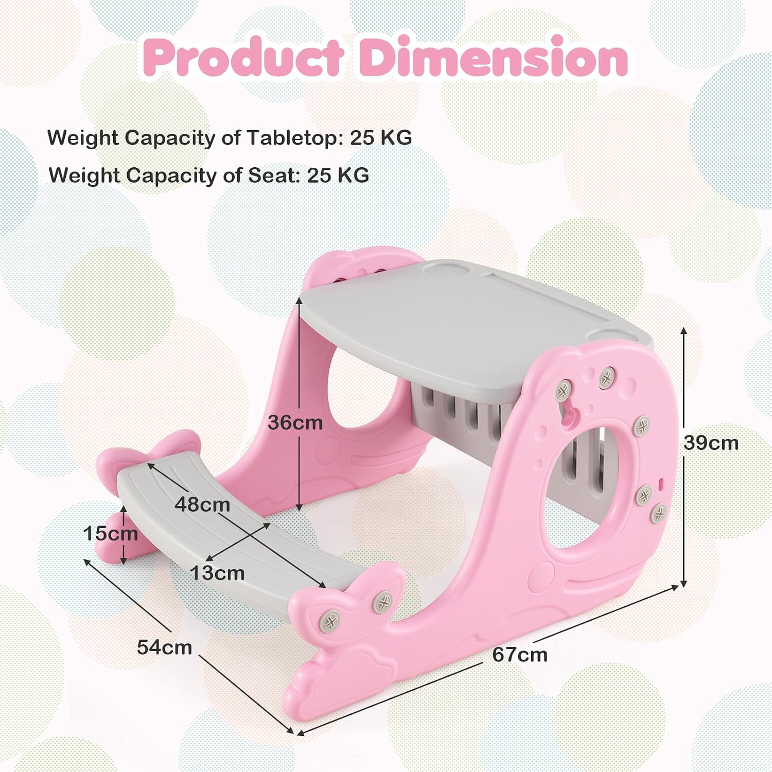 Convertible Kids Activity Table Set, Multi-Functional Angle-Adjustable Toddler Easel w/Erasable Whiteboard