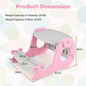 Convertible Kids Activity Table Set, Multi-Functional Angle-Adjustable Toddler Easel w/Erasable Whiteboard