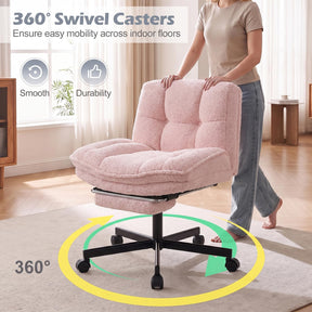 Teddy Plush Office Chair with Footrest & Adjustable Height